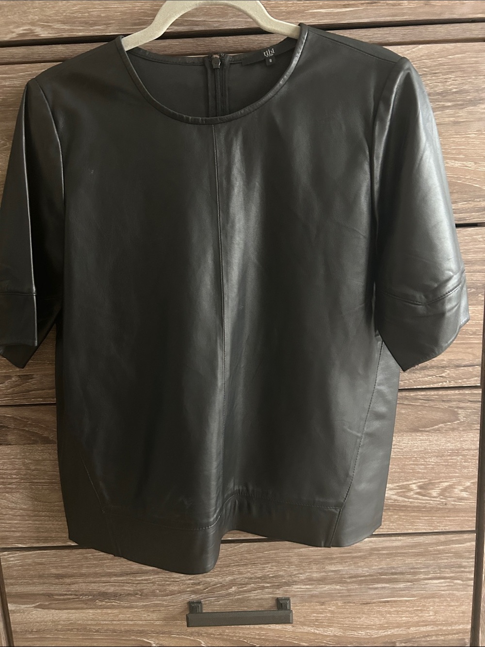 Tibi 100% Leather Short-Sleeve Top SZ 8